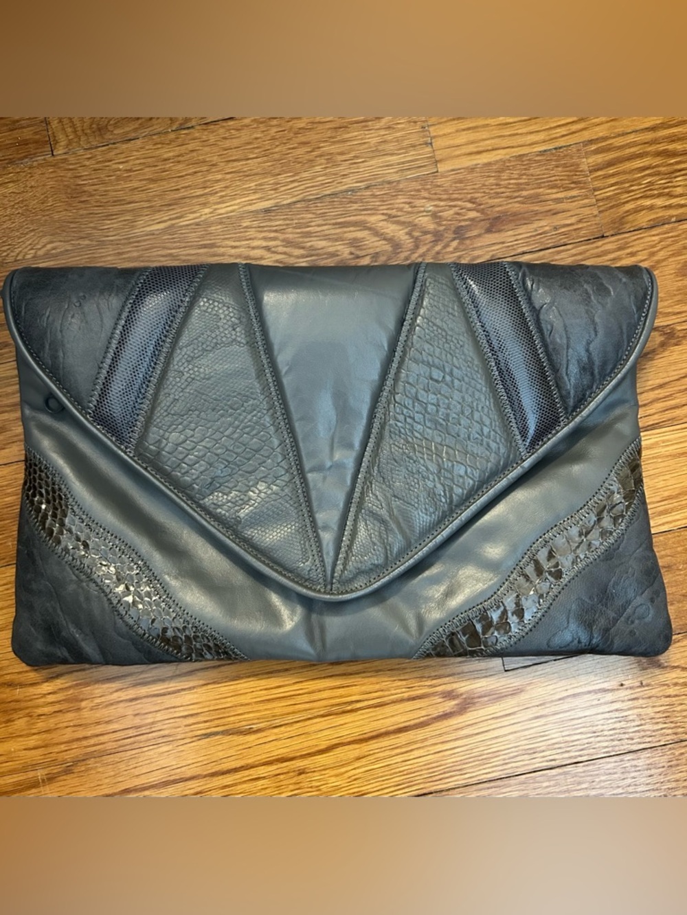 Vintage Leather Envelope Style Clutch Shoulder Bag